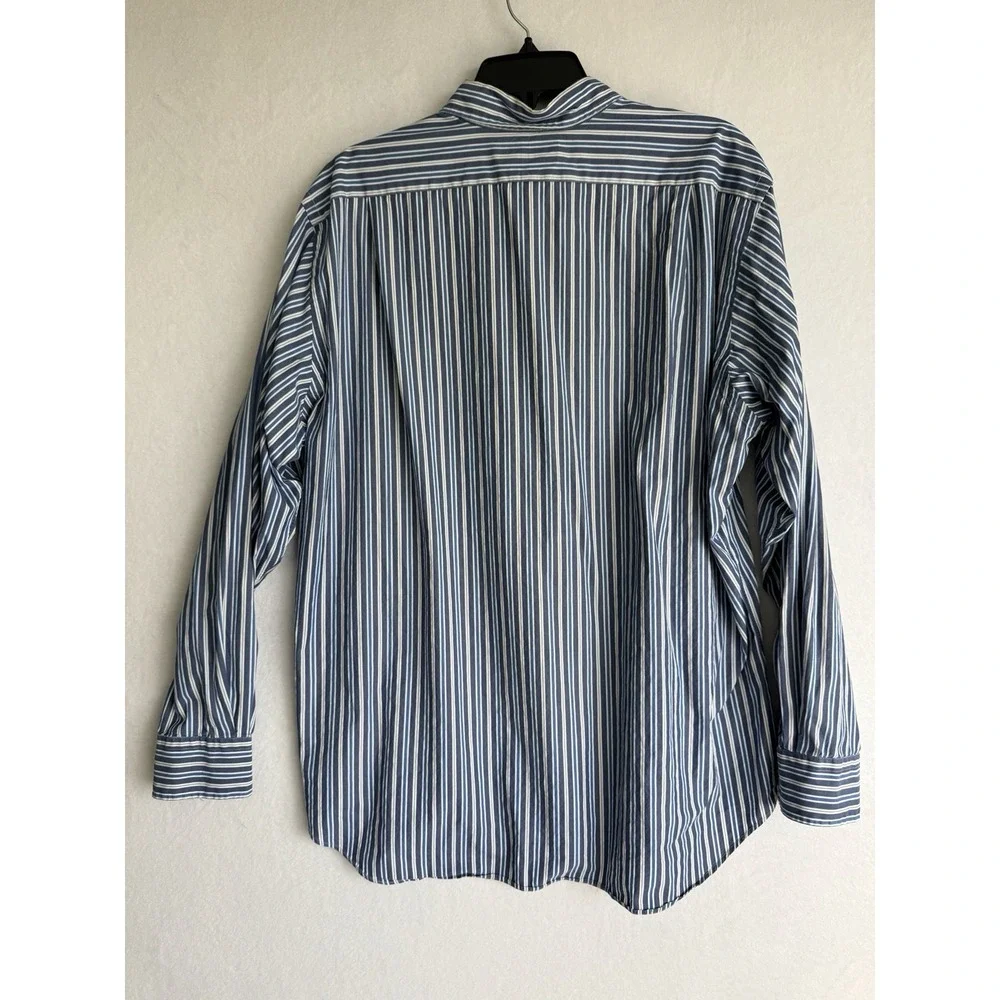 Polo‎ Ralph Lauren Stripe Button Down Shirt Custom Fit Blue White Long Sleeve